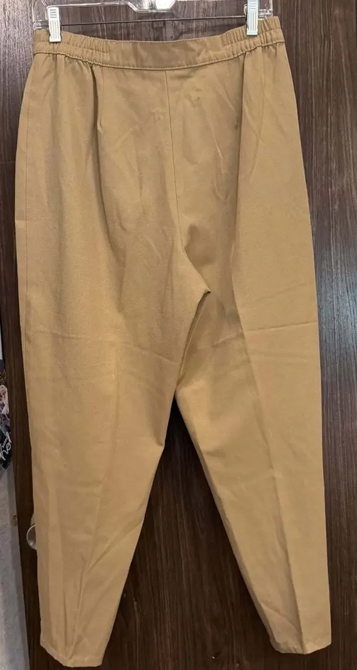 Vntge Jay Tan 90’s Pants Front Seam Tan Twill Women's W28/L25-12 Tapered Legs